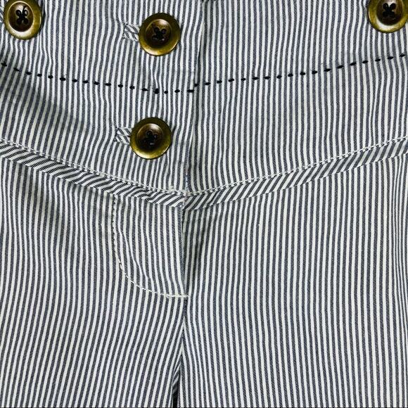 Cartonnier cream grey striped low rise preppy nautical button cropped pants - Picture 4 of 8